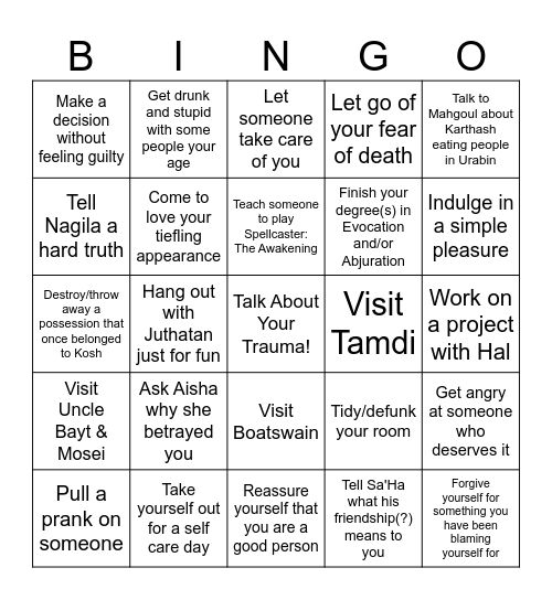 Happy Ending Bingo: Iman Bingo Card