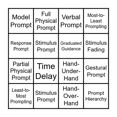 Level of Prompting Bingo Card