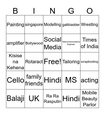 New Years Eve Bingo! Bingo Card