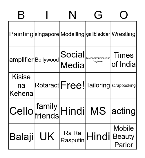 New Years Eve Bingo! Bingo Card