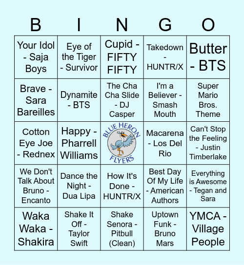 BHES Music Bingo Night Bingo Card