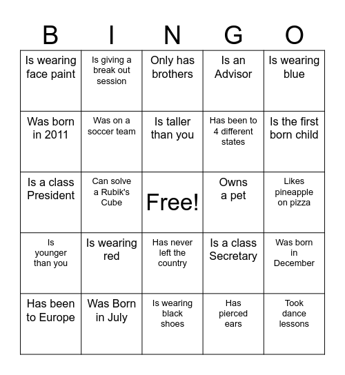 Find someone who... Bingo Card