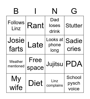 Family Bingo Card