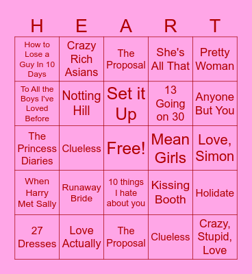 Valentines Bingo Card