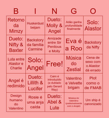 Hazbin T3 Bingo de Predições Bingo Card