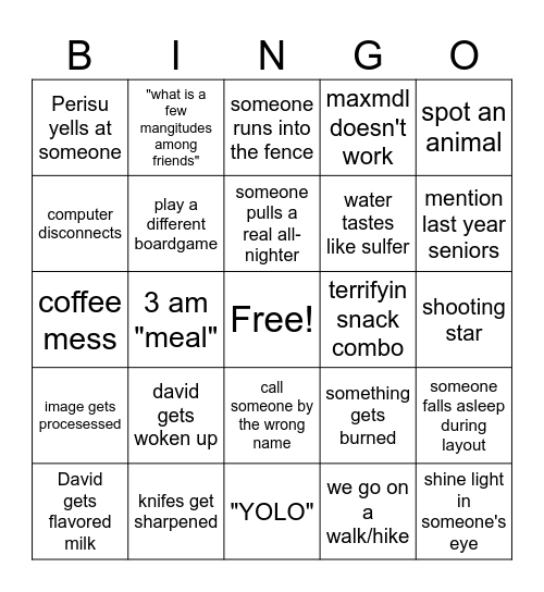 Astro trip bingo Card