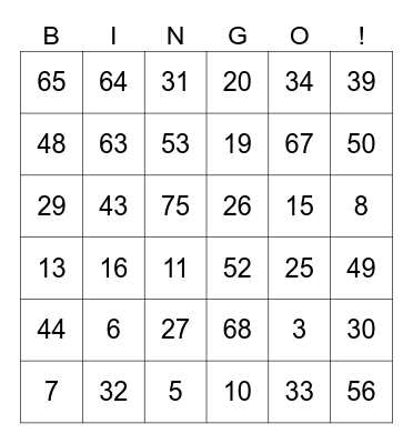 Jess Birthday Bingo Card