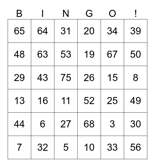 Jess Birthday Bingo Card