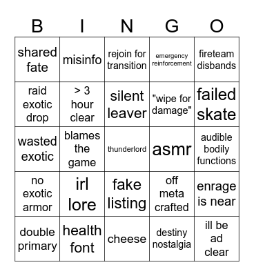 Untitled Bingo Card