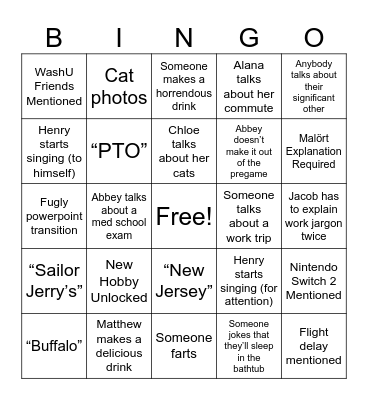Ratatathewille Chicago Bingo Card