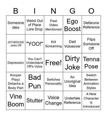 Kooper Playz Bingo Card