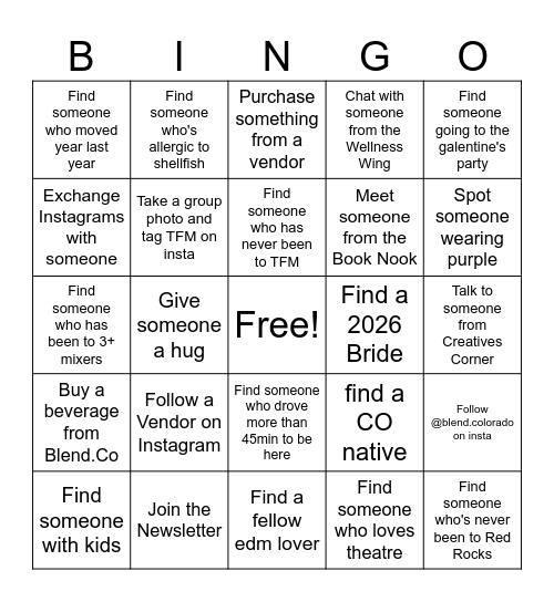 Get out there and talk to some people - you got this! Bingo Card