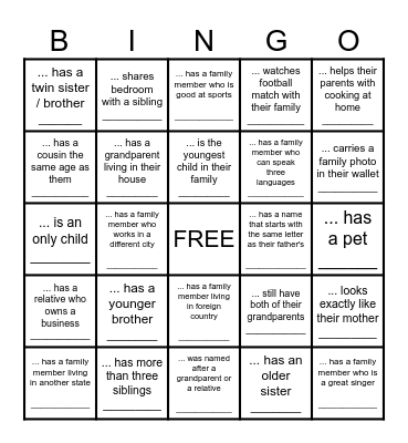 Find someone who... Bingo Card