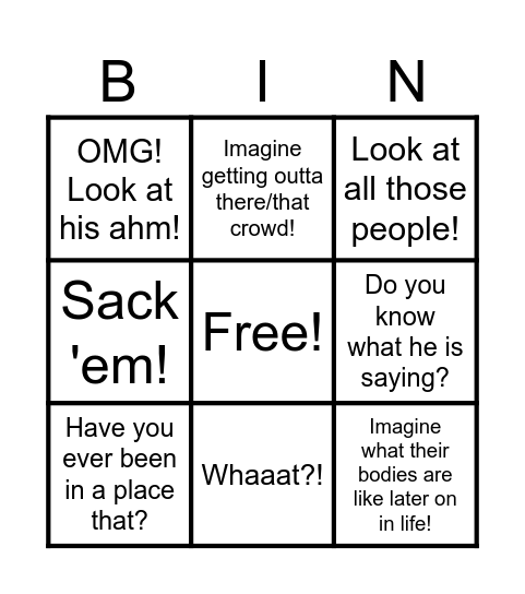 Phyllis's Football Bingo Card