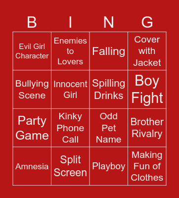 Husband Swap Game Bingo Card