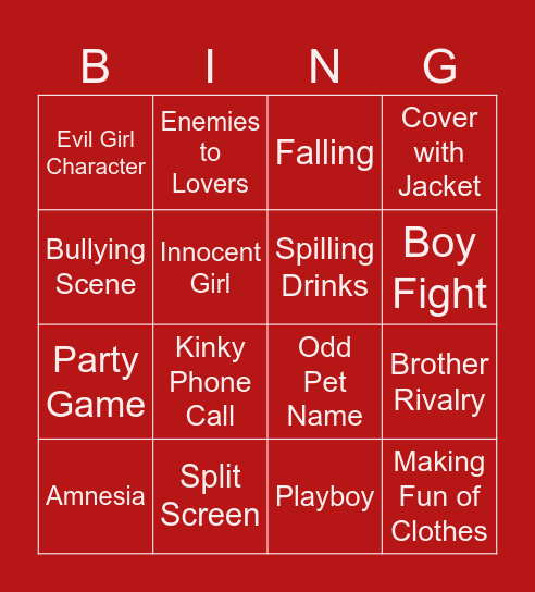 Husband Swap Game Bingo Card