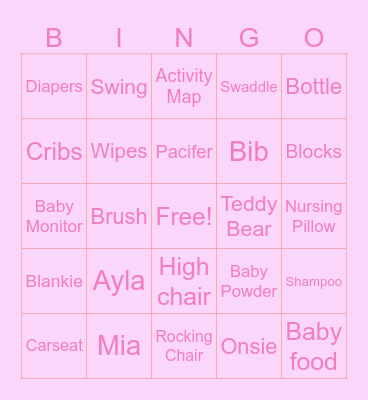 Baby Bingo Card