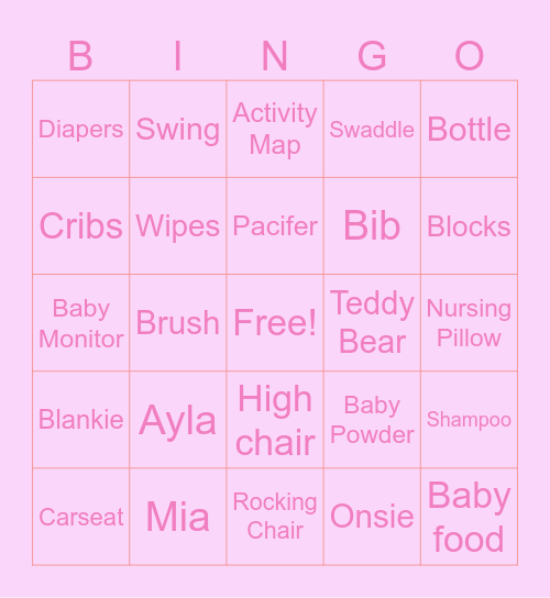 Baby Bingo Card