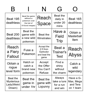 Pokerogue Bingo Card