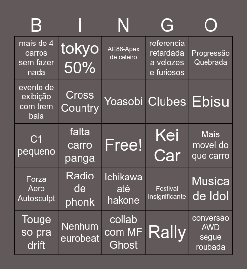 Bingo hipotetico Bingo Card