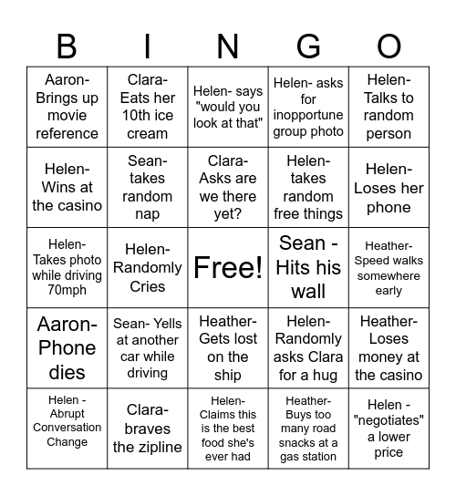 Vacay Bingo Card