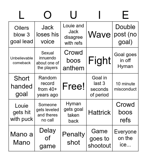 Louie Bingo Card