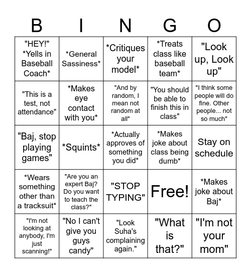 Bianchi Bingo Card