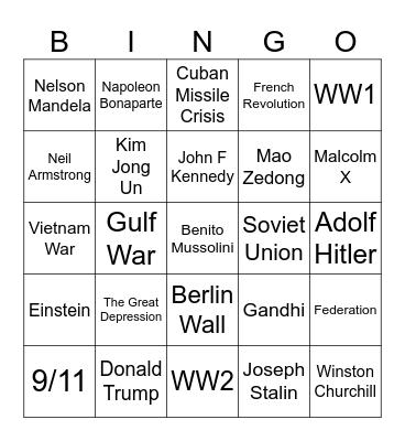 Modern History Bingo Card