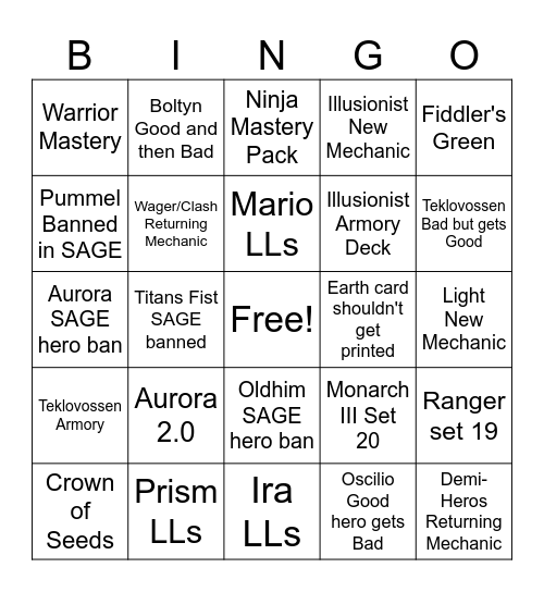 Leos 2026 FAB Predictions Bingo Card