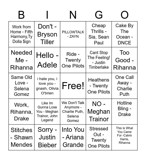 2016 Bingo Card
