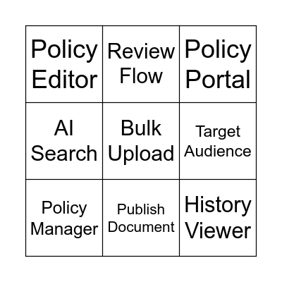 Get to know Policy manager Bingo Card
