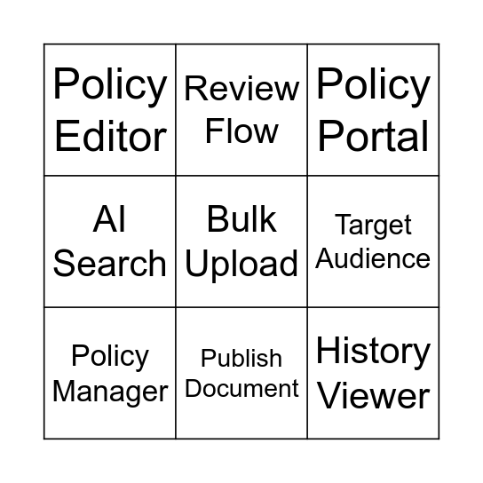 Get to know Policy manager Bingo Card