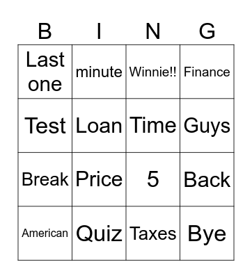 G Bingo Card
