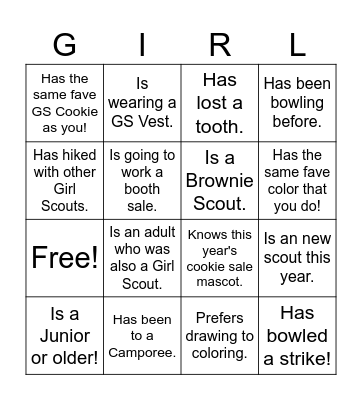 Girl Scout Bingo! Bingo Card