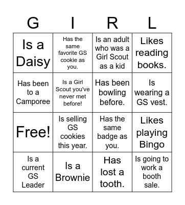 Girl Scout Bingo! Bingo Card
