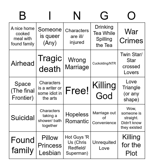 Chantel's  Writing Bingo Card