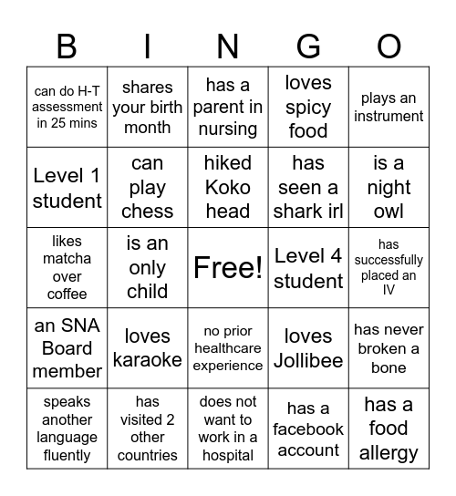 find a student who... Bingo Card