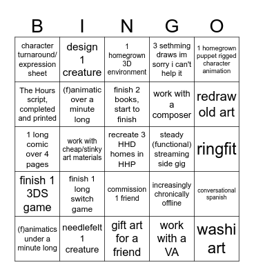 2026 Bingo Card