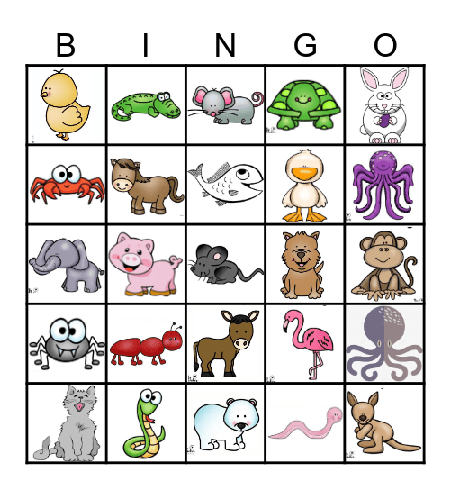 Animal Walks Bingo Card