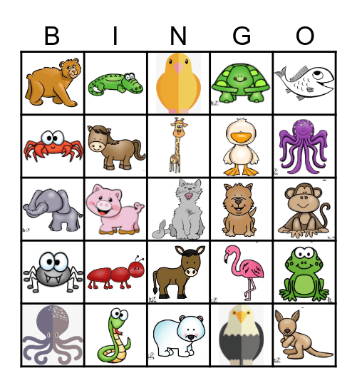 Animal Walks Bingo Card