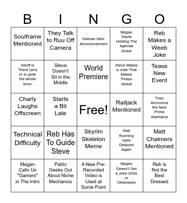 Dev Stream Bingo! Bingo Card