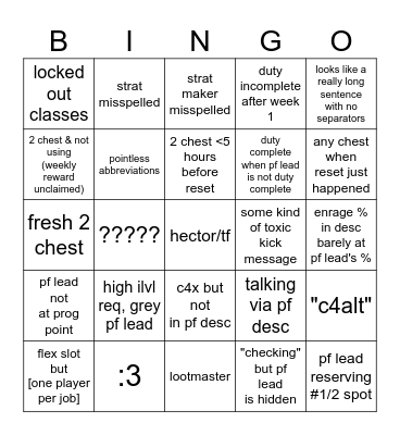 the pf disease Bingo Card