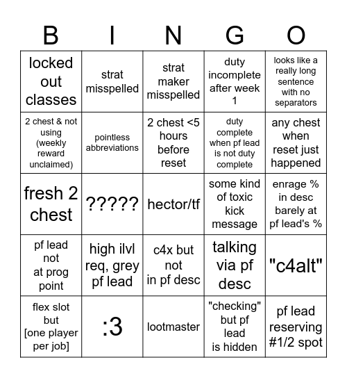 the pf disease Bingo Card