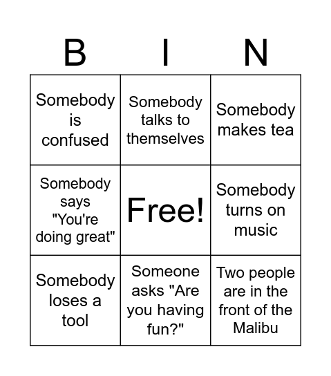 Shop Bingo Card