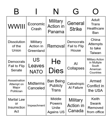 Jamie's 2026 Bingo Card Bingo Card