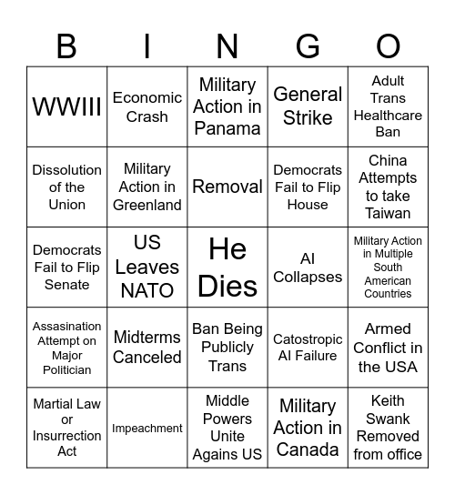 Jamie's 2026 Bingo Card Bingo Card