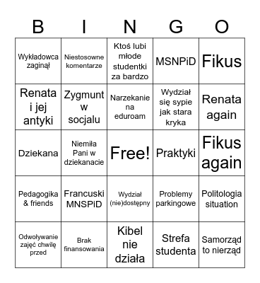 Ankieta WNS Bingo Card