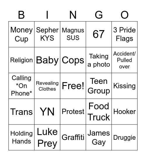 Downtown BINGO Card