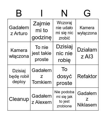 Mikołaj Bingo Edition Bingo Card