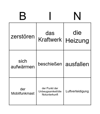 Energieversorgung in der Ukraine Teil 1 Bingo Card